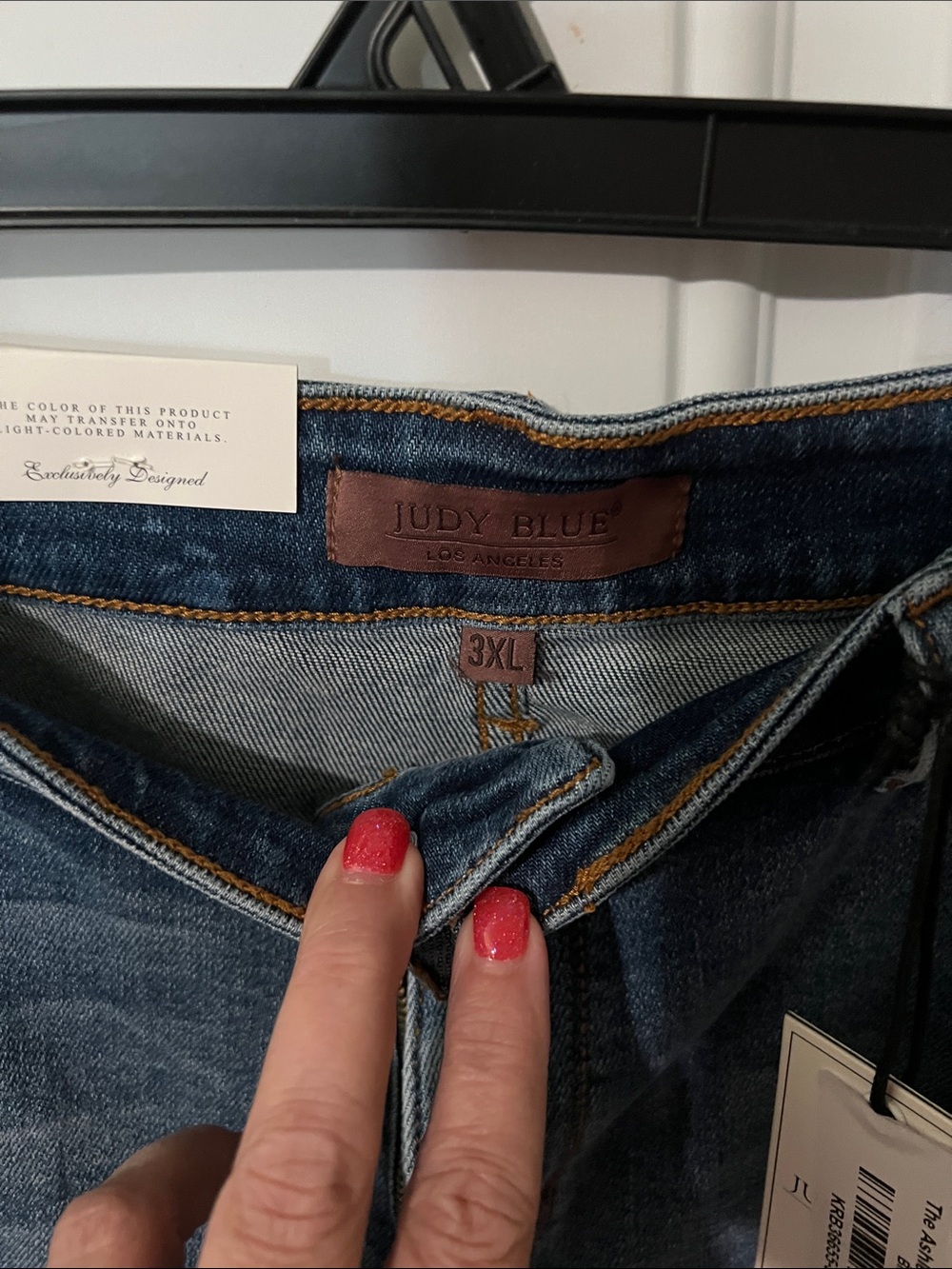 New 3X Judy Blue Dark Indigo High-Rise Jeans with Leather Patch - Picture 2 of 5